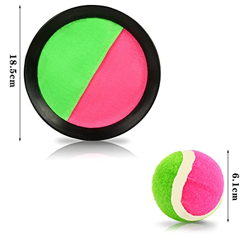 EKKONG Juego Captura de Bolas, Lanzar Deportes De Pelota, 2 Paletas (18,5cm) y 2 Bolas (6,3cm), Deportes al Aire Libre para Adultos Y Niños, Juegos Entre Padres E Hijos