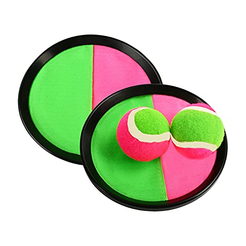 EKKONG Juego Captura de Bolas, Lanzar Deportes De Pelota, 2 Paletas (18,5cm) y 2 Bolas (6,3cm), Deportes al Aire Libre para Adultos Y Niños, Juegos Entre Padres E Hijos