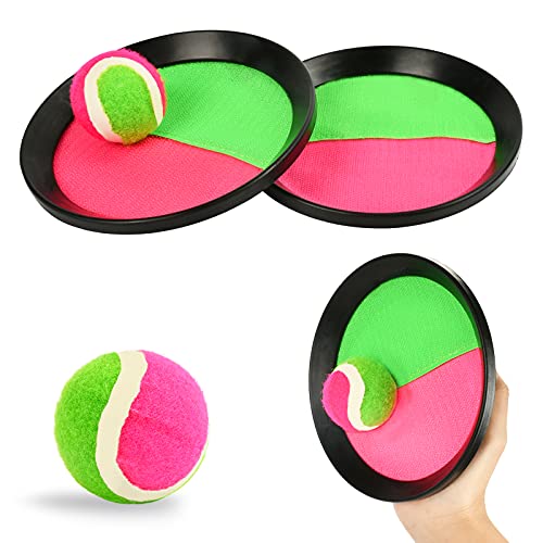 EKKONG Juego Captura de Bolas, Lanzar Deportes De Pelota, 2 Paletas (18,5cm) y 2 Bolas (6,3cm), Deportes al Aire Libre para Adultos Y Niños, Juegos Entre Padres E Hijos