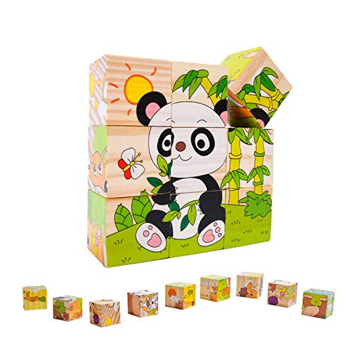 EKKONG Puzzles de Madera ,Animales Rompecabezas ,Juguetes Bebes, Puzzles de Madera Educativos para Bebé, Juguetes niños 0-3 años