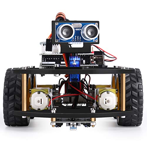 ELEGOO UNO R3 Kit de Coche Robot Inteligente V3.0 Plus Compatible con Arduino IDE con Módulo de Seguimiento de Línea, Sensor Ultrasónico, Módulo IR, Kit Robótico Coche Educativo STEM para Niño, Adulto