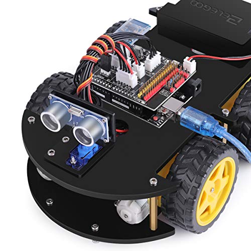 ELEGOO UNO R3 Kit de Coche Robot Inteligente V3.0 Plus Compatible con Arduino IDE con Módulo de Seguimiento de Línea, Sensor Ultrasónico, Módulo IR, Kit Robótico Coche Educativo STEM para Niño, Adulto