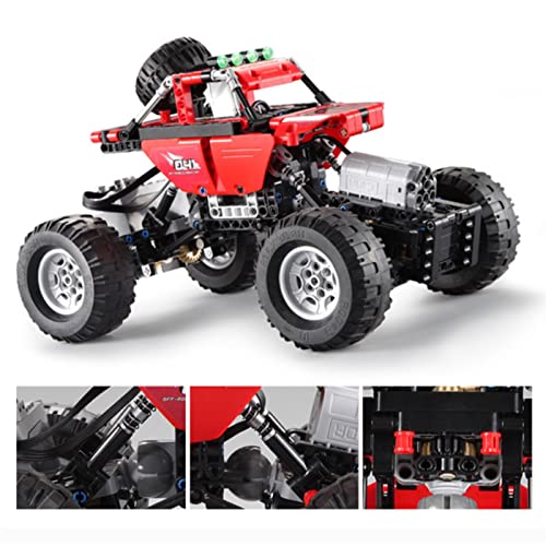 ELKeyko Empleo eléctrico Bloques de construcción Juguetes for niños Niño Toy Coche Regalo con Control Remoto eléctrico RC Modelos de Escalada Fuera de Carretera (Color : Red)