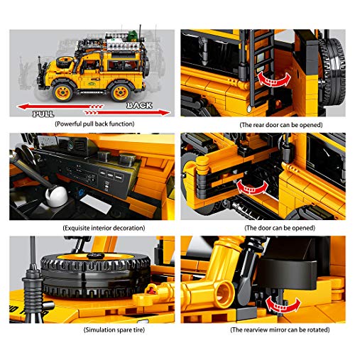 Elroy369Lion Kit de construcción Technic todoterreno SUV para Land Rover Defender para niños tirar juguetes atrás coche compatible con Lego Technic (1053 piezas)