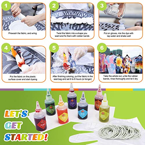 Emooqi Tie Dye Kit, Textiles de Tela 12 Piezas Colores Vibrantes Adecuado para Arte de Bricolaje Tie-Dye para Niños y Adultos (12 Colores)