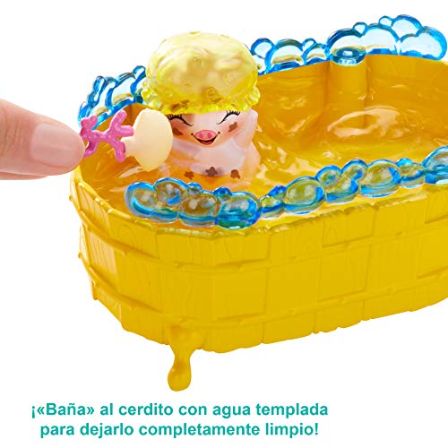 Enchantimals Baño Splash, con Muñeca Petya Pig y Sus Dos Mascotas Cerditos y Accesorios (Mattel Gjx36)