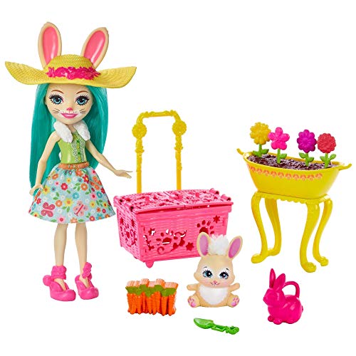 Enchantimals Bunny Blooms, muñeca Fluffy Bunny con accesorios (Mattel GJX33)