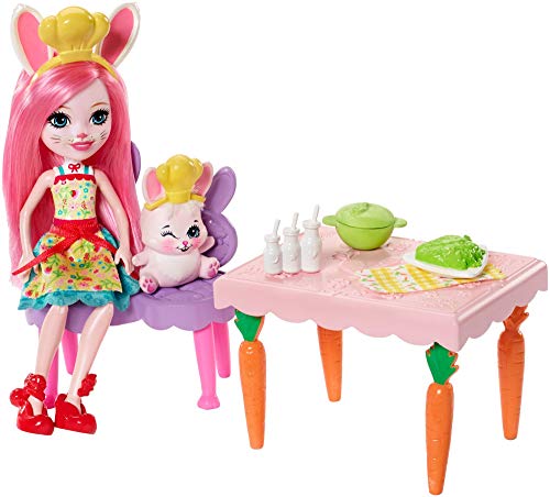 Enchantimals Bunny en cocina divertida, muñeca con mascota y accesorios (Mattel FRH47) , color/modelo surtido