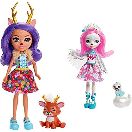 Enchantimals Danessa Deer Y Sprint, Muñeca con Mascota (Mattel Fxm75) , Color/Modelo Surtido + Saffi Swan, Muñeca, Multicolor (Mattel Frh38)