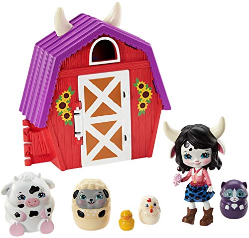 Enchantimals Granja de Cambrie Cow Casa de juguete con muñeca y mascota matrioska sorpresa (Mattel GTM48)