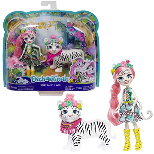 Enchantimals Muñeca Tadley Tiger con mascota Kitty White Tiger y accesorios (Mattel GFN57)