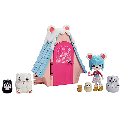 Enchantimals Prawby Polar Bear y Chalet de montaña Muñeca con mascota matrioska sorpresa y casa de juguete Mattel GTM50