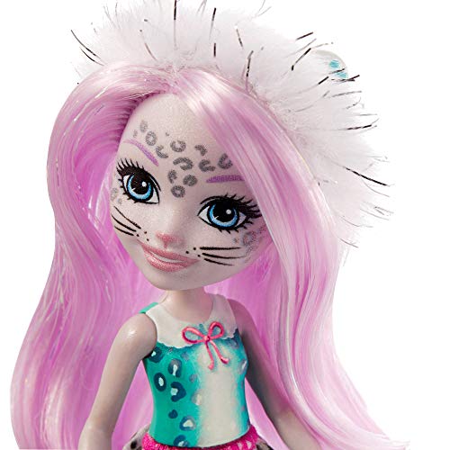 Enchantimals-Sybill Snow Leopard y Flake Muñeca con Mascota, multicolor (Mattel GJX42)