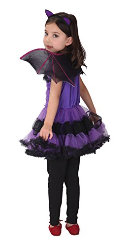 EOZY-Disfraz Halloween para Niñas 3 a 12 Años,Disfaces de Murciélago Vestido y Accesorios Chicas para Halloween Carnaval Fiesta Cosplay