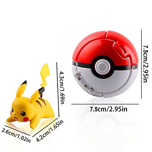 Esportic Poké Bolas Pokéball, Ball figuritas Poké Bolas Pokéball, Poké Bolas, Bola con Figuras Toys para niños (Pikachu)