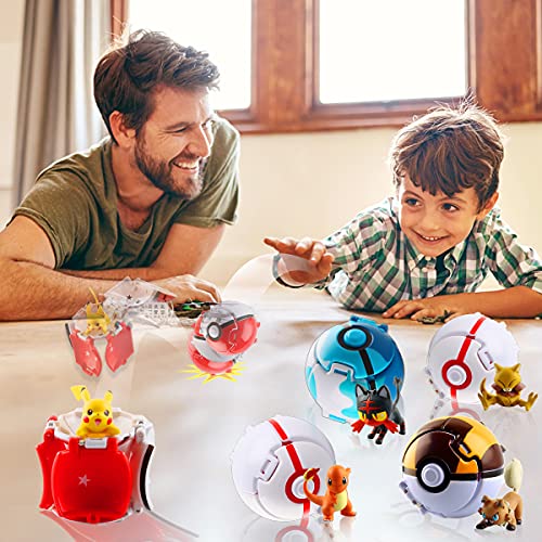 Esportic Poké Bolas Pokéball, Ball figuritas Poké Bolas Pokéball, Poké Bolas, Bola con Figuras Toys para niños (Pikachu)