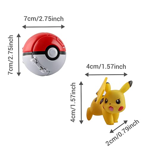 Esportic Poké Bolas Pokéball, Ball figuritas Poké Bolas Pokéball, Poké Bolas, Pokémon Ball, Bola de Pokémon con Pokemon y Pokemon con Figuras Pokemon Toys para niños (Pikachu)