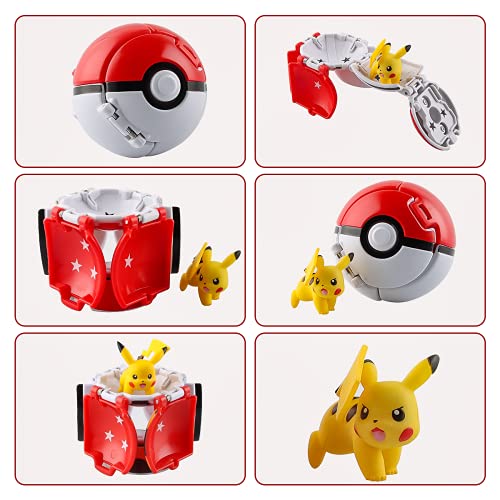 Esportic Poké Bolas Pokéball, Ball figuritas Poké Bolas Pokéball, Poké Bolas, Pokémon Ball, Bola de Pokémon con Pokemon y Pokemon con Figuras Pokemon Toys para niños (Pikachu)