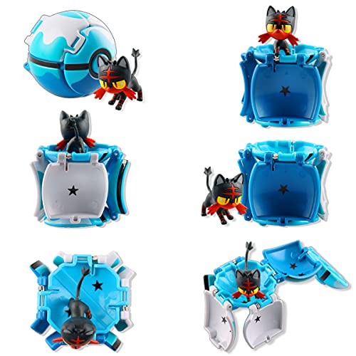 Esportic Poké Bolas Pokéball, Figuritas Ball, Ball figuritas Poké Bolas Pokéball, Poké Bolas, Bola con Figuras Toys para niños (Fire Spot Meow)