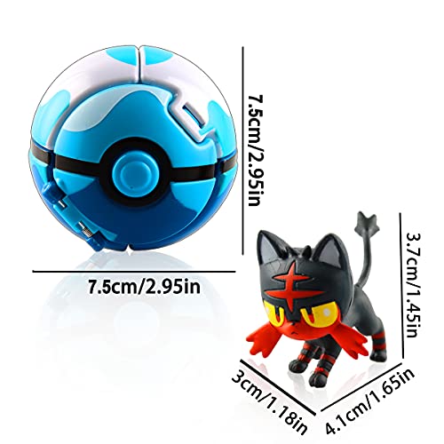 Esportic Poké Bolas Pokéball, Figuritas Ball, Ball figuritas Poké Bolas Pokéball, Poké Bolas, Bola con Figuras Toys para niños (Fire Spot Meow)