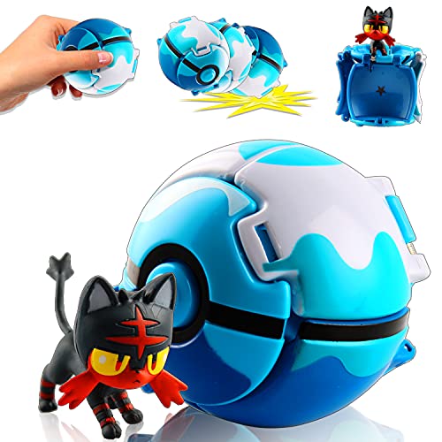 Esportic Poké Bolas Pokéball, Figuritas Ball, Ball figuritas Poké Bolas Pokéball, Poké Bolas, Bola con Figuras Toys para niños (Fire Spot Meow)