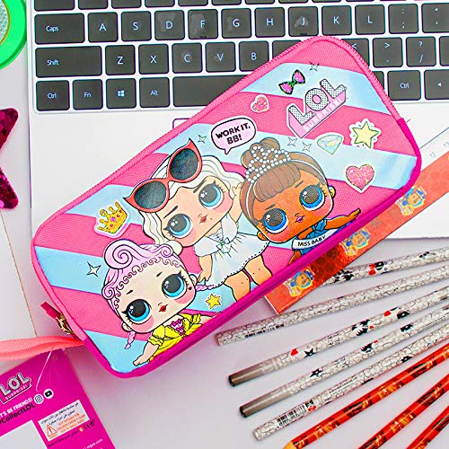 Estuche Escolar Niño, LOL Surprise Girl Estuches para Lápices Multifuncional Estuche de lápices de Gran Capacidad Bolsa de lápiz Organizador de papelería para Estudiantes 20*7*10cm