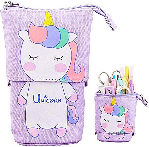 Estuche Vertical Lapices, NETUME Lona Telescópica Pop up Pencil Case para Niñas, Niños, Estudiantes, Estuche Telescopico para Regalo de Cumpleaños y Navidad, Uso Escolar en el Hogar, Morado