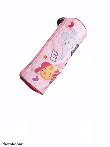 Estuches de Lapìces Peppa Pig,Cilindrico con Una Cremllera, Estuche Escolar, Gran Capacidad para la Escuela.