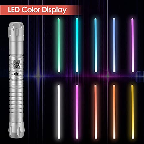 ETE ETMATE Sable de luz con mango de metal RGB 11 colores intercambiables,7 juegos de modos de efectos de sonido Metal Aluminio Hilt Force FX Lightsaber Duel Light Sabres,mango de aleación Light Sabre