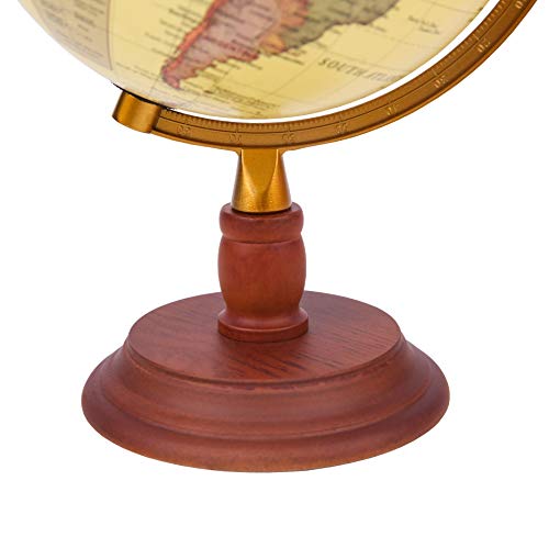 EXERZ Globo Antiguo con Base de Madera - en Inglés (20cm Globo Antiguo)