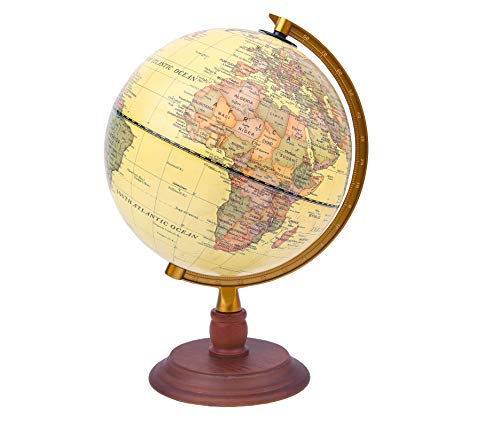 EXERZ Globo Antiguo con Base de Madera - en Inglés (20cm Globo Antiguo)