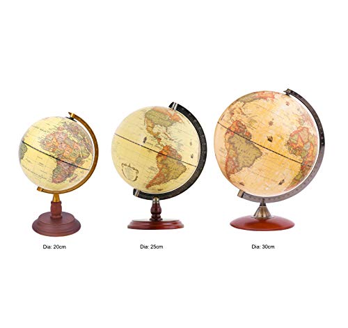 EXERZ Globo Antiguo con Base de Madera - en Inglés (20cm Globo Antiguo)