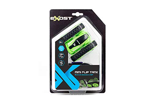 Exost Coche teledirigido - Mini Flip Tank - Surtido 2 Colores Rojo / Verde - Escala 1:34