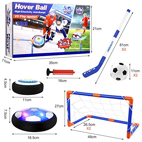 EXTSUD Balón Fútbol Flotante Pelota de Air Fútbol con Protectores de Espuma Suave y Luces LED, Juguete Deportivo para Niños de 3, 4, 5, 6, 7, 8, 9-12 Años