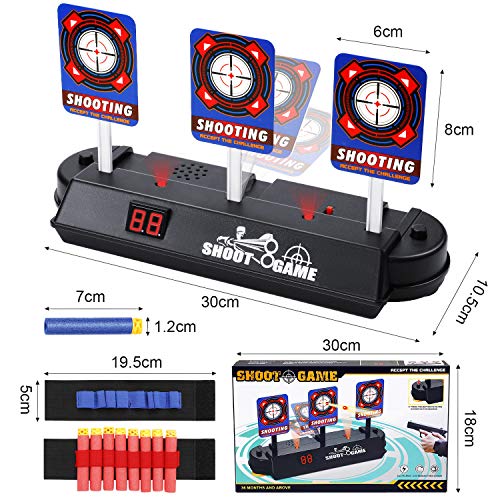 EXTSUD Juguete Objetivo Electrónico para Pistolas con 60 Dardos y 2 Pulseras, Restablecimiento Automático, Apto para N-Strike Elite / Mega / Rival Series