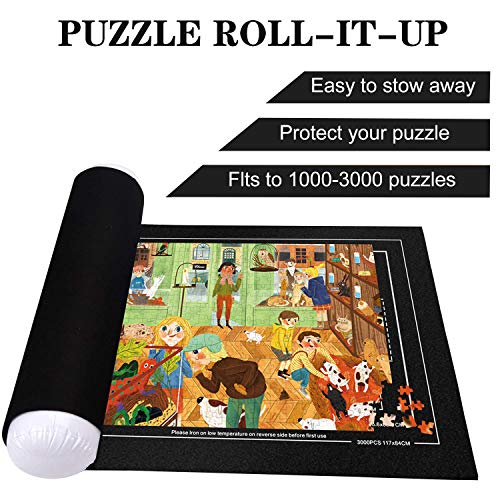 EXTSUD Tapete Puzzle 3000 Piezas, Puzzle Mat Rollo de Rompecabezas Práctico Alfombrilla de Fieltro para Rompecabezas de hasta 3000 Piezas, Accesorio para Rompecabezas