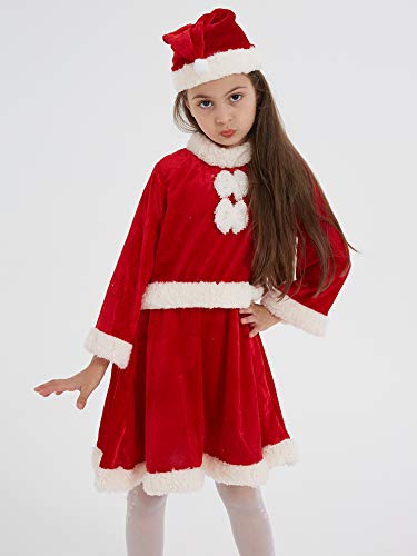 EZSTAX Disfraz de Santa Claus Papá Noel para Niñas 90