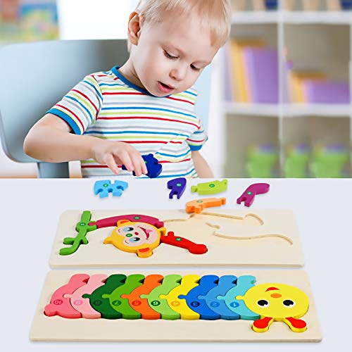 Fabu 4pz Puzzles de Madera Educativos para Bebé niños 3 4 5 6 años, Rompecabezas de Madera Bebe Puzzle Bebé Preescolar Juguetes Regalos Material Seguro Regalo de cumpleaños Navidad