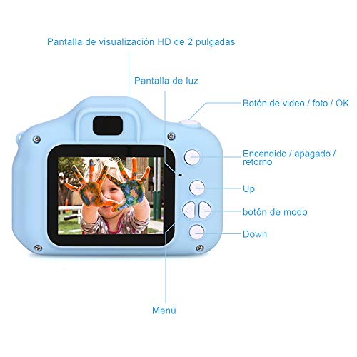 Faburo Set de Cámara de Fotos Digital Infantil con Tarjeta de Memoria Micro SD 32GB, 1080P, Azul