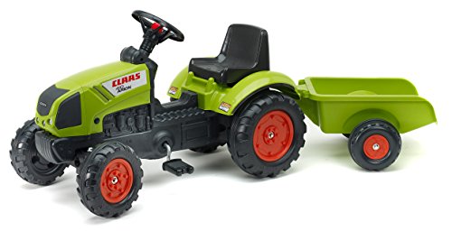 Falk – Tractor a Pedales Claas con Remolque – A Partir de 2 años – Fabricado en Francia – Volante direccional con bocina – 2040A