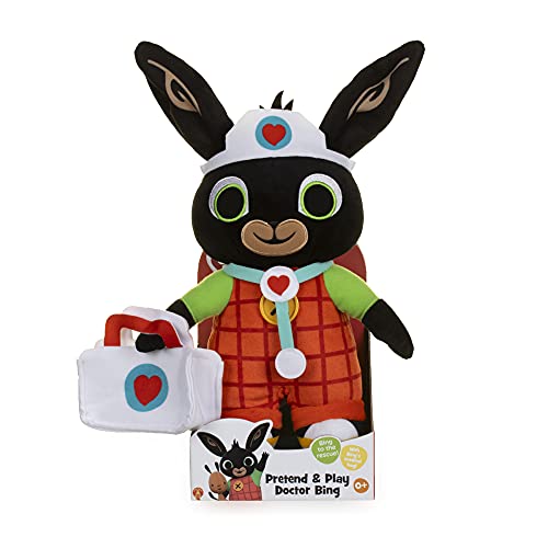 Famosa - Bing peluche doctor, con un maletín y accesorios de médico, conejito de la serie, mide 31 centímetros, es suave y blandito, incluye pegatinas, para niños y niñas de cualquier edad, (BNG37000)