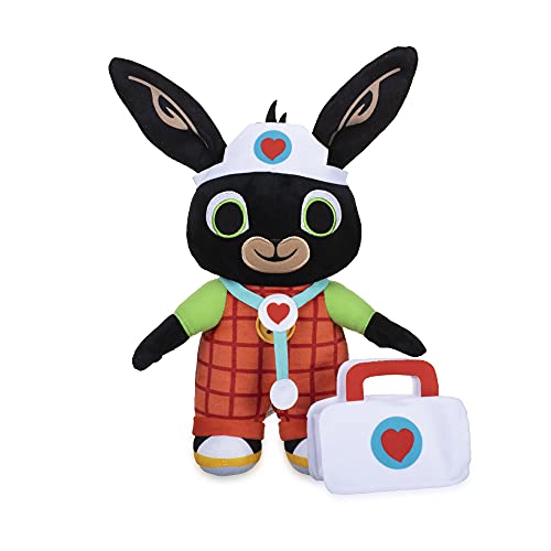 Famosa - Bing peluche doctor, con un maletín y accesorios de médico, conejito de la serie, mide 31 centímetros, es suave y blandito, incluye pegatinas, para niños y niñas de cualquier edad, (BNG37000)