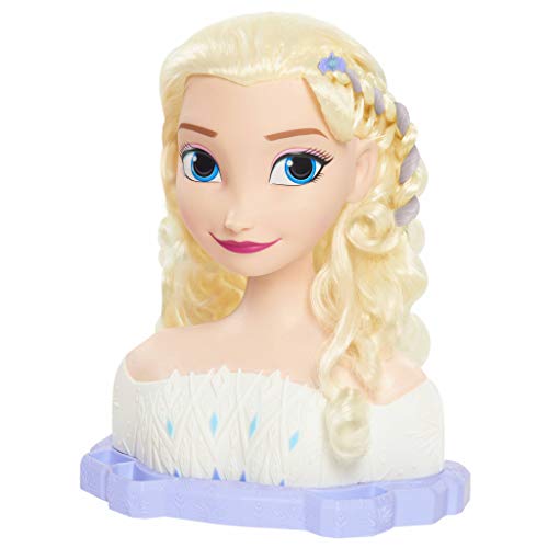 Famosa Busto Elsa de Frozen Deluxe, Para peinar y maquillar con 18 accesorios incluidos, FRND6000