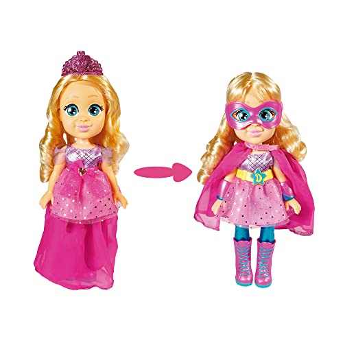 Famosa - Muñeca de Love Diana con vestido transformable de Princesa a Súper Heroína y accesorios de juego, para jugar a las aventuras de Diana, para niñas y niños mayores de 4 años (LVE07000)