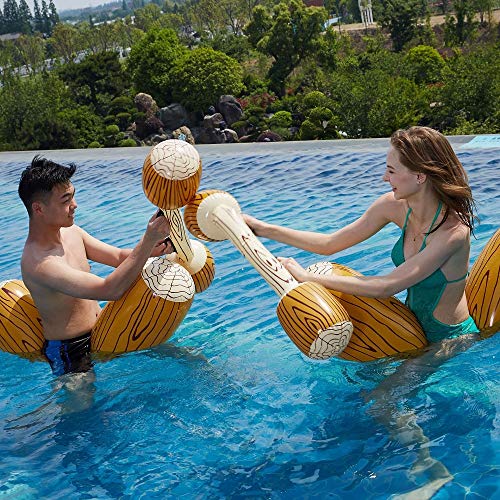 FANIER Piscina Playa Juego de Batalla Flotador Inflable Forma de Madera Flotador Juguete Inflable Jugar Colisión en Barco Piscina de Playa al Aire Libre Juguete, 4 Piezas