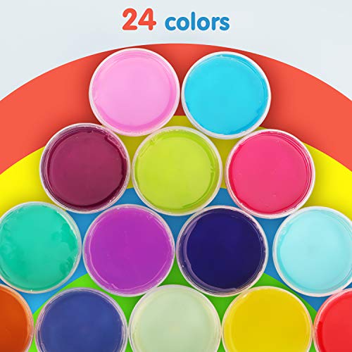 Fansteck 108PCS Slime para Niñas, Manualidades Niños, 24 Colores Purpurinas Fluffy Borax, Kit Manualidades, Slime Kit, Purpurina Manualidades Regalo para Niños 6+ Años Juguete Creativo Material Seguro