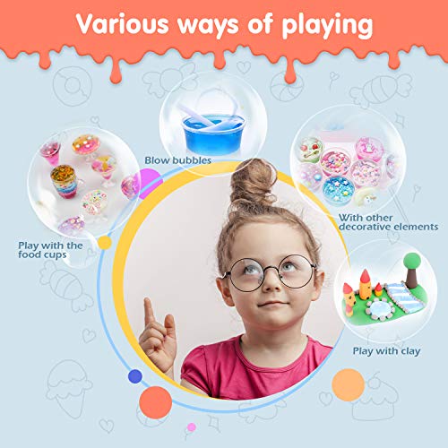 Fansteck 108PCS Slime para Niñas, Manualidades Niños, 24 Colores Purpurinas Fluffy Borax, Kit Manualidades, Slime Kit, Purpurina Manualidades Regalo para Niños 6+ Años Juguete Creativo Material Seguro