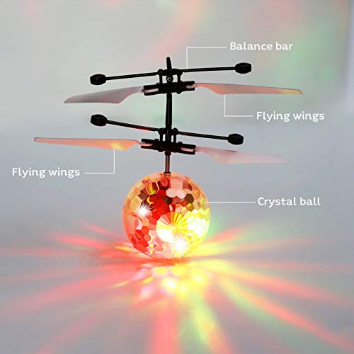 Fansteck Mini Drone, Dron Niños, Bolas Voladoras, Helicopteros Teledirigidos, Regalo para Niños Contro Remoto con Gafas de Protección Luces LED RC Infrarrojos Inducción para Niños 7+ Años Flying Toys