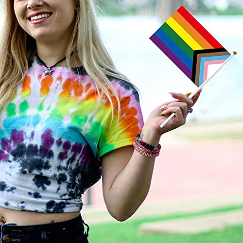 fdsfa Banderines de mano triangulares LGBT con diseño de orgullo gay, banderas de mano con arco iris, banderines coloridos para desfile al aire libre, decoración de fiesta de carnaval