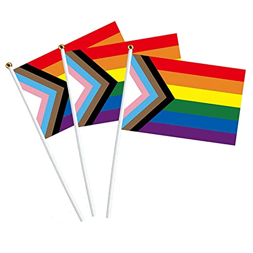 fdsfa Banderines de mano triangulares LGBT con diseño de orgullo gay, banderas de mano con arco iris, banderines coloridos para desfile al aire libre, decoración de fiesta de carnaval